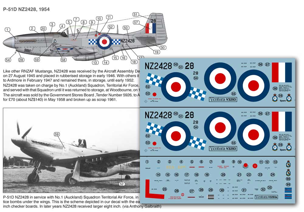 V3293: RNZAF Mustang, early checkers No.1 Auckland Squadron