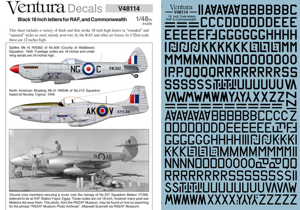 V48114: Black 18 inch letters for RAF, and Commonwealth