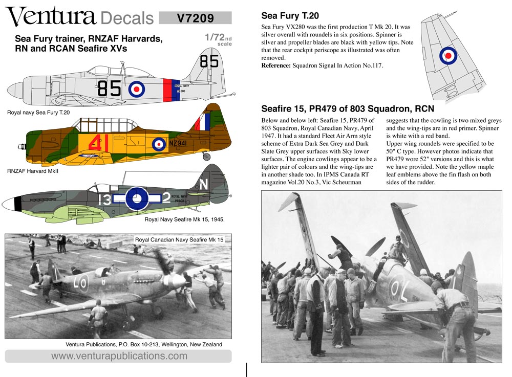V7209: RNZAF Harvards, two-seat Sea Fury, RN Seafire 15