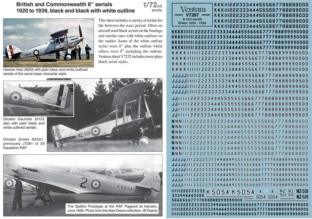 V7287: RAF, RAAF, RNZAF 8” serials 1920 to 1939
